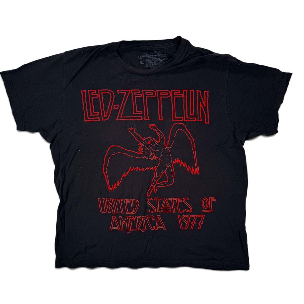Led Zeppelin United States of America 1977 Tour T-Shirt Black Sz. Large